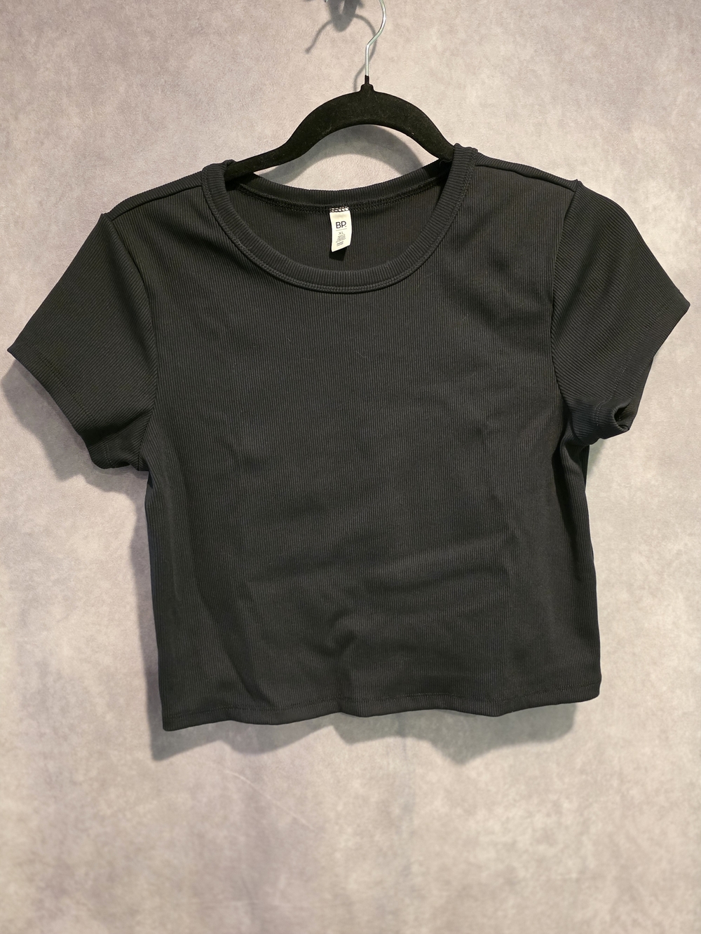BP Black Ribbed Crewneck Crop Top